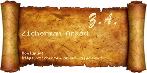 Zicherman Arkád névjegykártya
